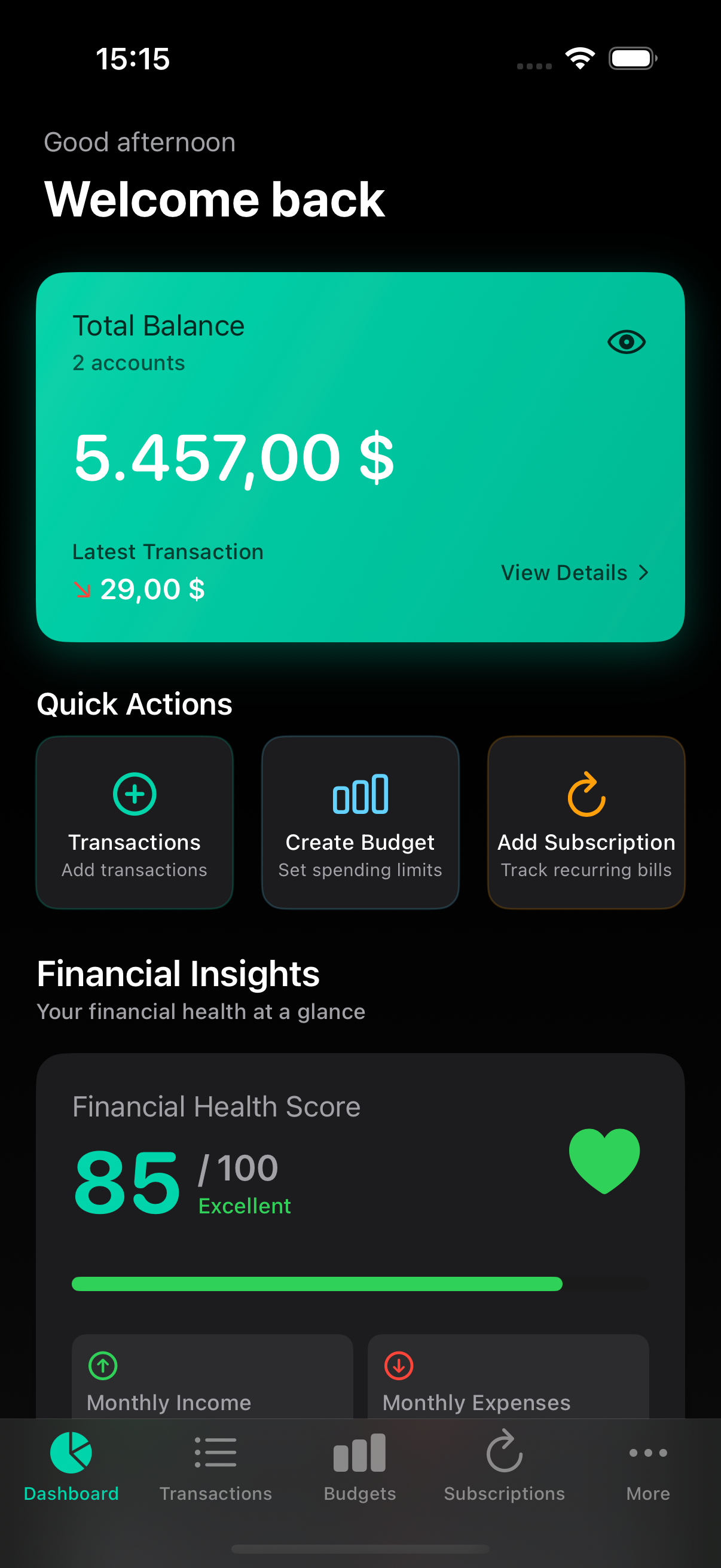 Finore Dashboard